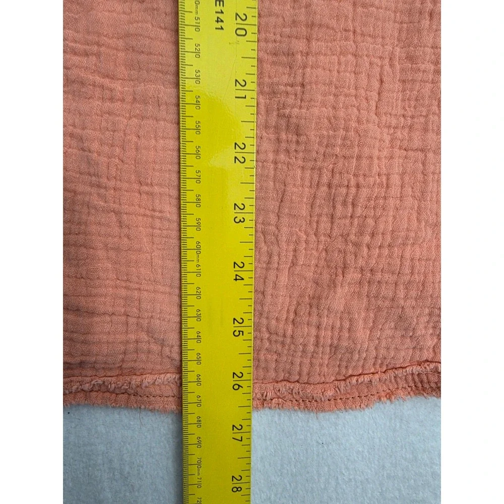 Free People We The Free Gauze Blouse L Peach Cotton Raw Hem Boho Oversized Top